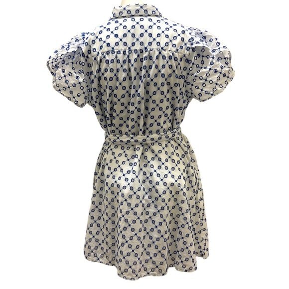 Alexis for Target Dress White & Blue Eyelet Tulip Sleeve Mini XL - Picture 3 of 10